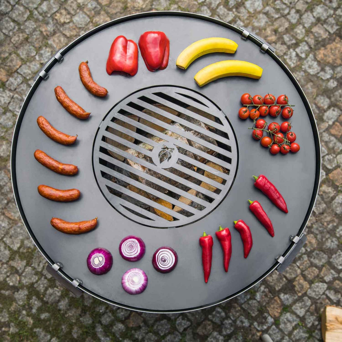 Grillplatte für Feuerschale mit Grillrost und 4 Griffen - Dia. 78cm, Cook King, Hergestellt in Europa, 7
