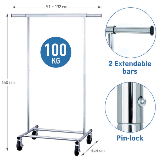 Kleiderständer, Garderobenständer, Kleiderständer-Stabil, Rollgarderobe, Schwerlast-Kleiderständer, Tatkraft Darren, s