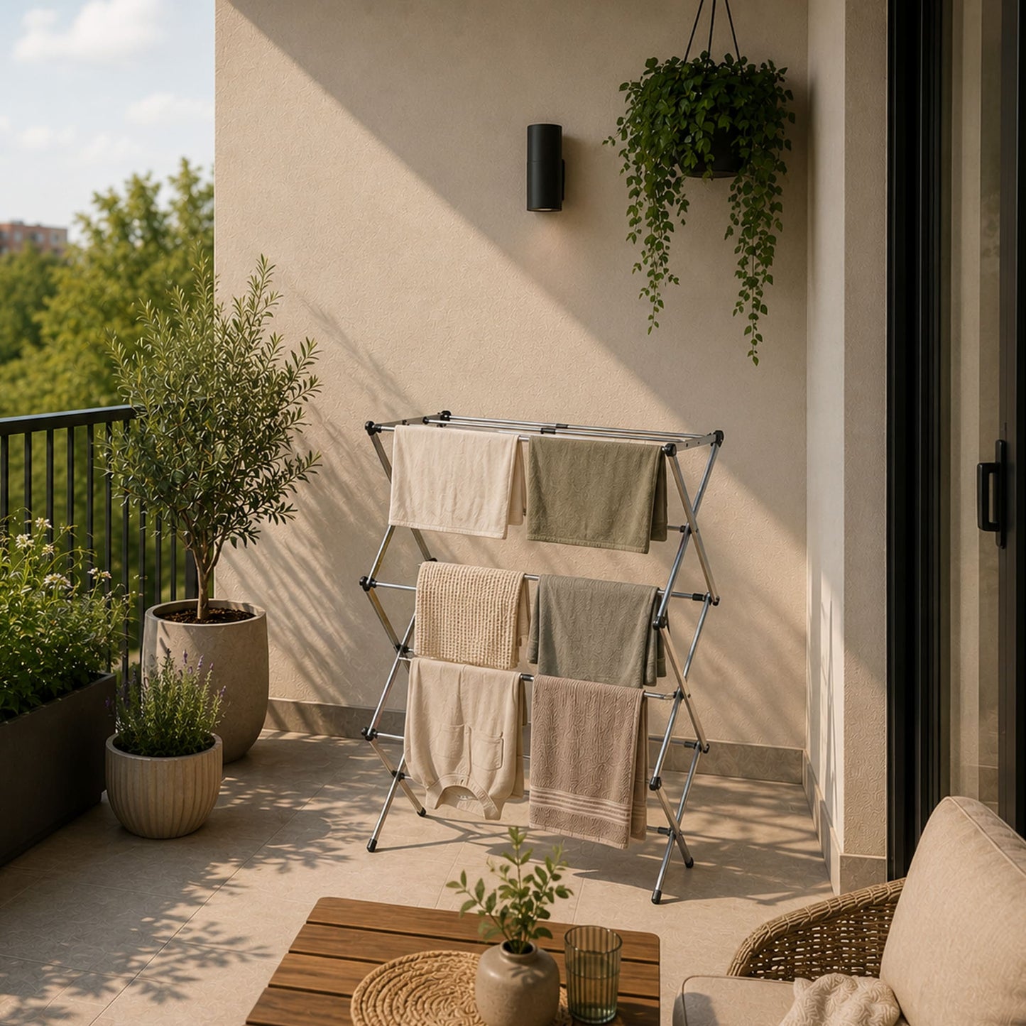 Wäscheständer, Wäscheständer Platzsparend, Klappbar, Ausziehbar, Turmwäscheständer, art moon Gobi, Wäscheständer kaufen, balcon