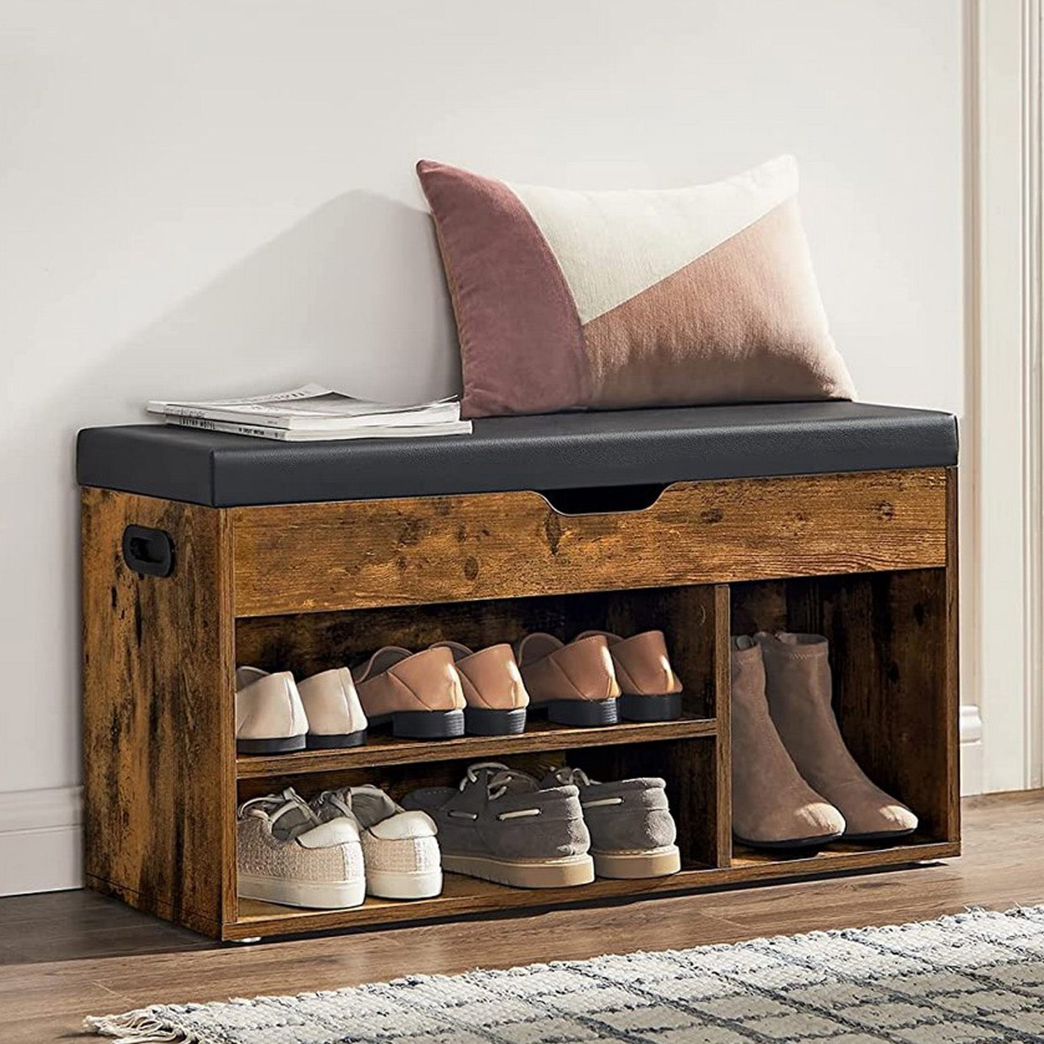 Schuhbank Holz, Sitzbank Schuhe, Sitzbank mit Schuhablage, Schuhbank Holz mit Sitzfläche, Schuhablage Holz