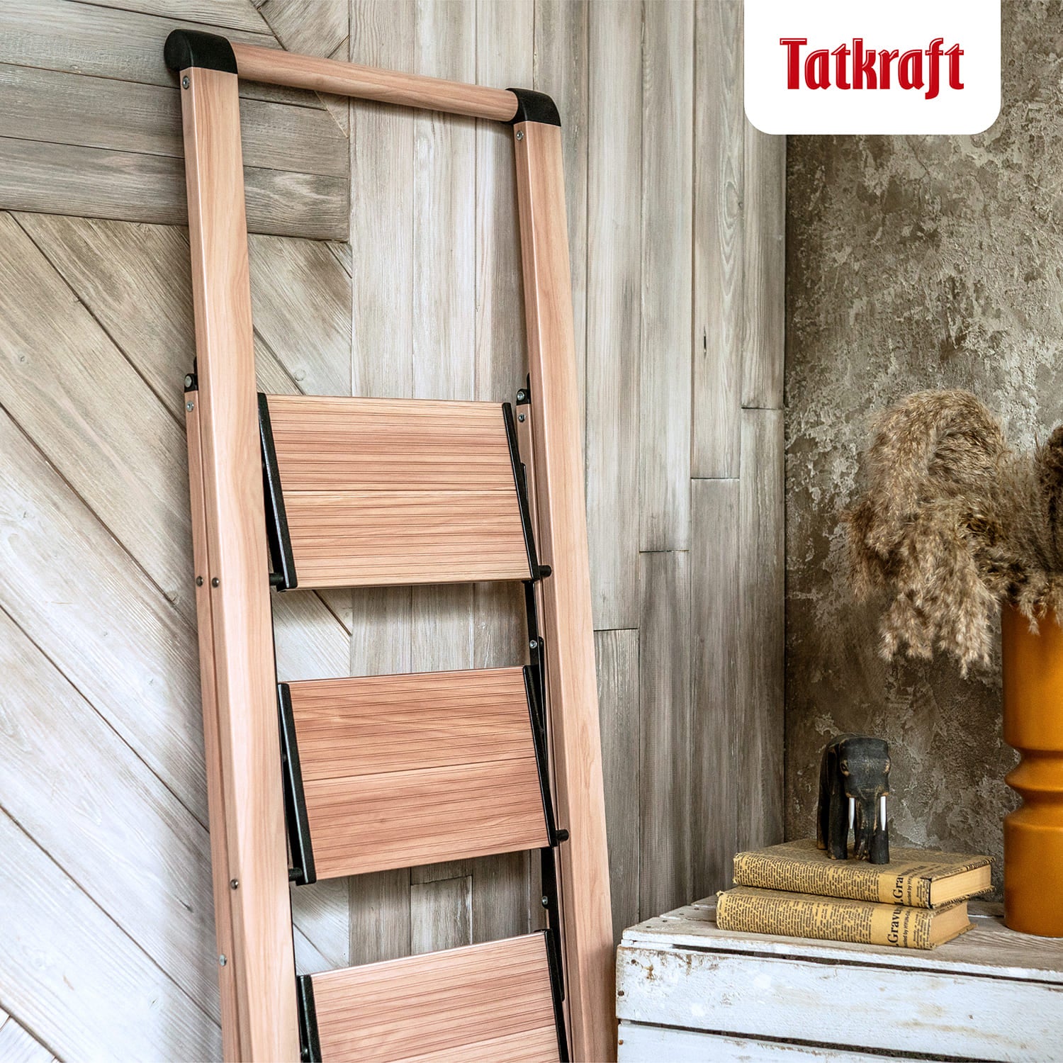  Tatkraft Up - Trittleiter, Stehleiter mit podest, stehleiter 3 stufen, stehleiter, klappbare Trittleiter