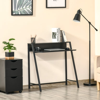 HOMCOM - Computertisch Stilvoller Schreibtisch mit Ablage & Kabelmanagement, Metall, Schwarz, 84x45x85cm