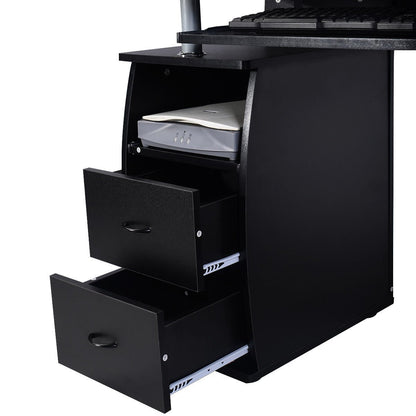 Costway - Schreibtisch Computertisch Bürotisch PC Tisch mit Druckerablage,Tastaturauszug-black