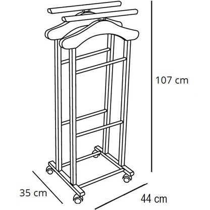 Schlafzimmerdiener CLEVER, 2 Kleiderbügeln und 2 Hosenhaltern, Gummifüße an der Basis - Farbe weiß lackiert, ARIT, 3