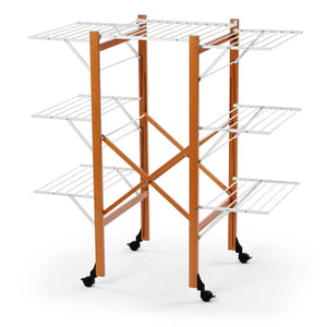 Wäscheständer Ausziehbar, Wäscheständer Holz, mit Rädern, Flügelwäschetrockner, Klappbar, 32 m Trockenraum, Aquilone, 1