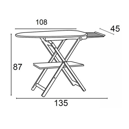 Bügeltisch, Bügelbrett Holz, massiver Buche, Bügelbrett Klappbar, Bügelhalter, Bezug Baumwolle, geräumige Ablage, ASTIR, 4