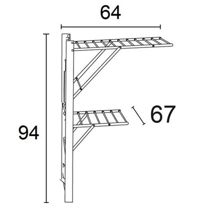 Wäscheständer wand, Trocknungsgestell für die Wand KEVIN, 11 Meter Wäscheleine, Kirschbaum, 4