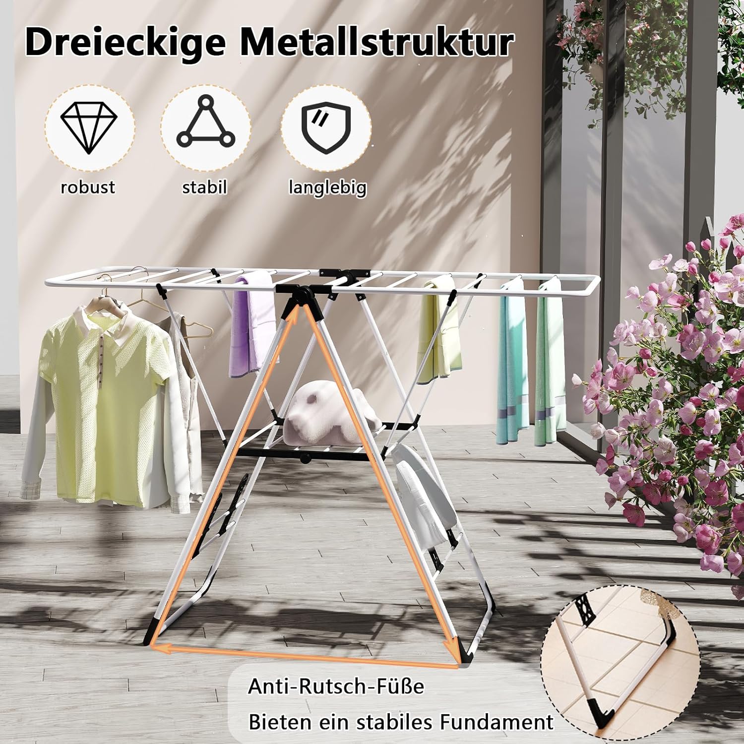 Wäscheständer, Wäschetrockner, Wäscheständer Platzsparend, Flügelwäschetrockner, Wäscheständer Klappbar, Costway, 9