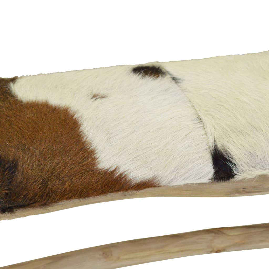 Sitzbank, Sitzbank Echtleder und Teak, Bank zum Sitzen, 100 x 30 x 45 cm, vidaXL, 6