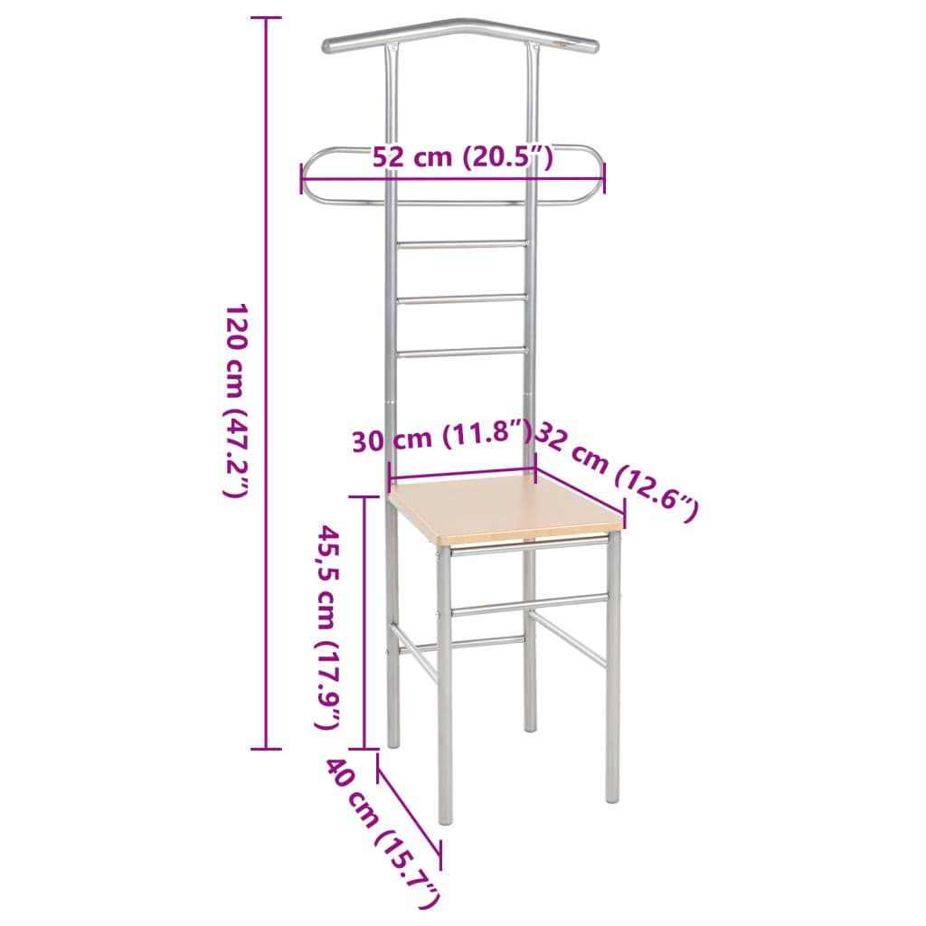 Herrendiener Stühle 2 Stk. Metall, vidaXL, 7