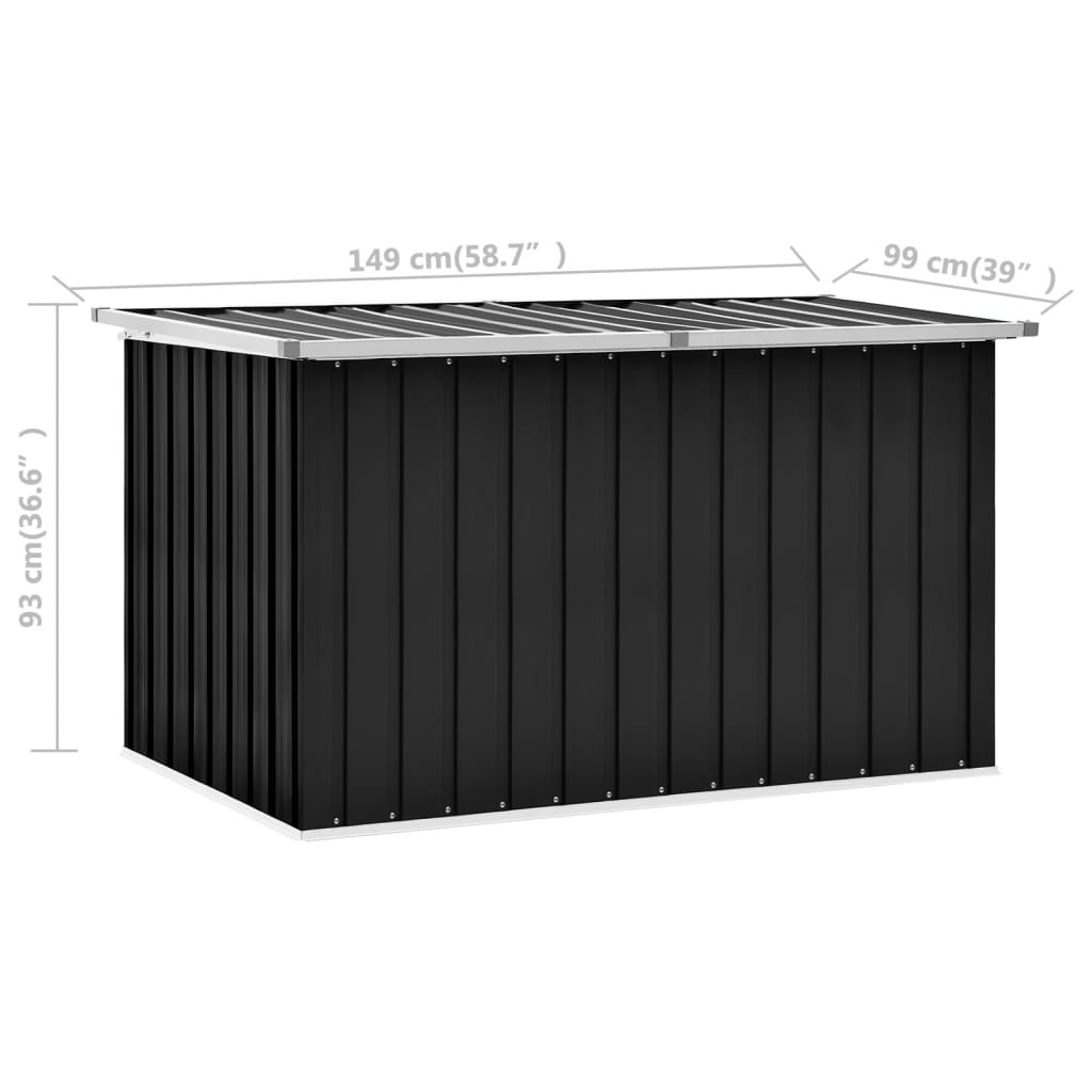 vidaXL - Gartenbox Metall, Gartenbox xxl, 149x99x93 cm, Werkzeugkasten, Aufbewahrungsbox garten, Gartentruhe, Verzinktem Stahl, Anthrazit