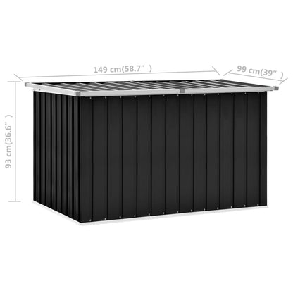 vidaXL - Gartenbox Metall, Gartenbox xxl, 149x99x93 cm, Werkzeugkasten, Aufbewahrungsbox garten, Gartentruhe, Verzinktem Stahl, Anthrazit