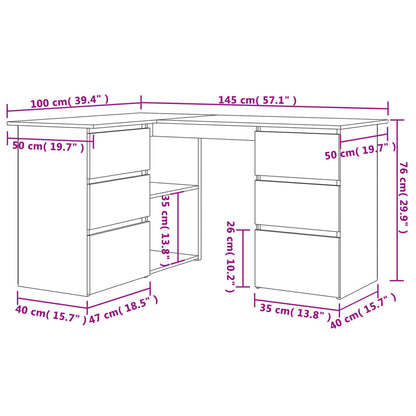 vidaXL - Eckschreibtisch Schwarz 145x100x76 cm Holzwerkstoff