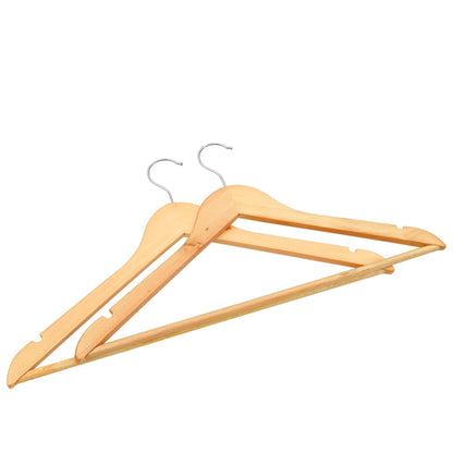 Kleiderbügel Holz, Kleiderbügel, Set 50 Stk. Hosen Kleiderbügel, mit Hosenstange, Rutschfest, drehbarer Haken, Natürliche farbe, Hartholz, vidaXL, 4