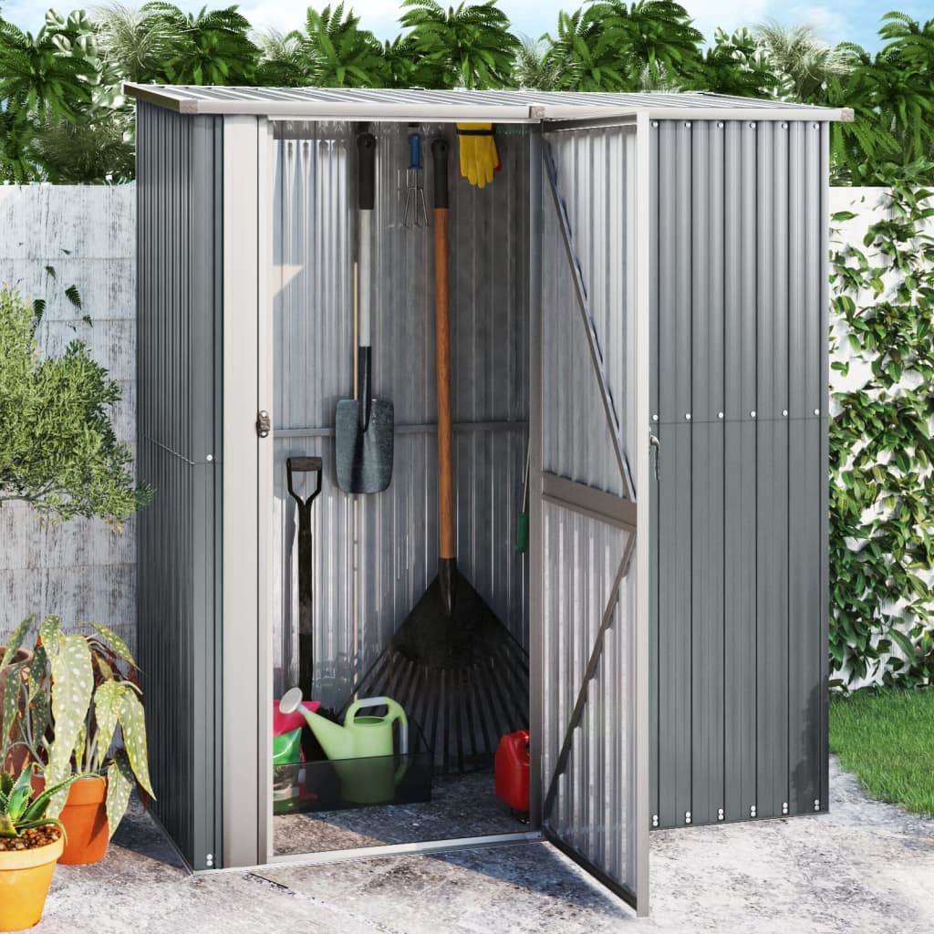 Geräteschuppen, Gerätehaus, Gartenschrank Wetterfest, Gerätehaus metall, Outdoor schrank, Verzinkter Stahl, Grau, vidaXL, 1