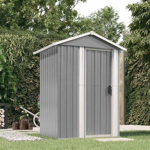 Geräteschuppen, Gerätehaus, Gartenschrank Wetterfest, Gerätehaus metall, Outdoor schrank, Verzinkter Stahl, Grau, vidaXL, 1