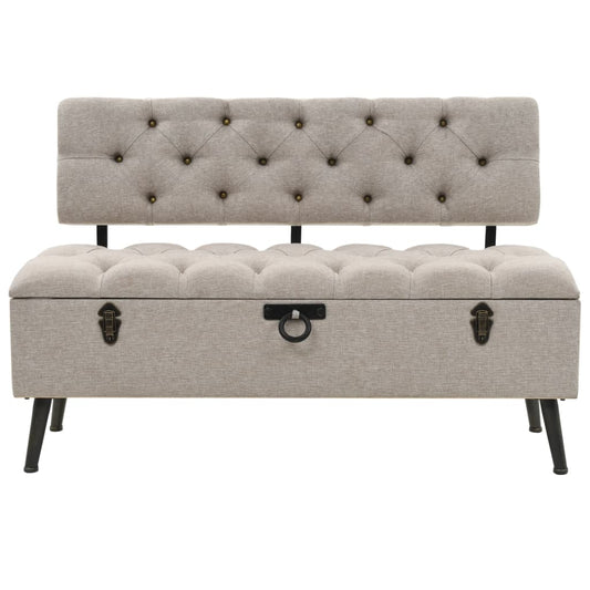 Sitzbank, Sitzbank mit Stauraum, und Rückenlehne,  Bank zum Sitzen, 110 x 52 x 75 cm, Creme Stoff, vidaXL, 2