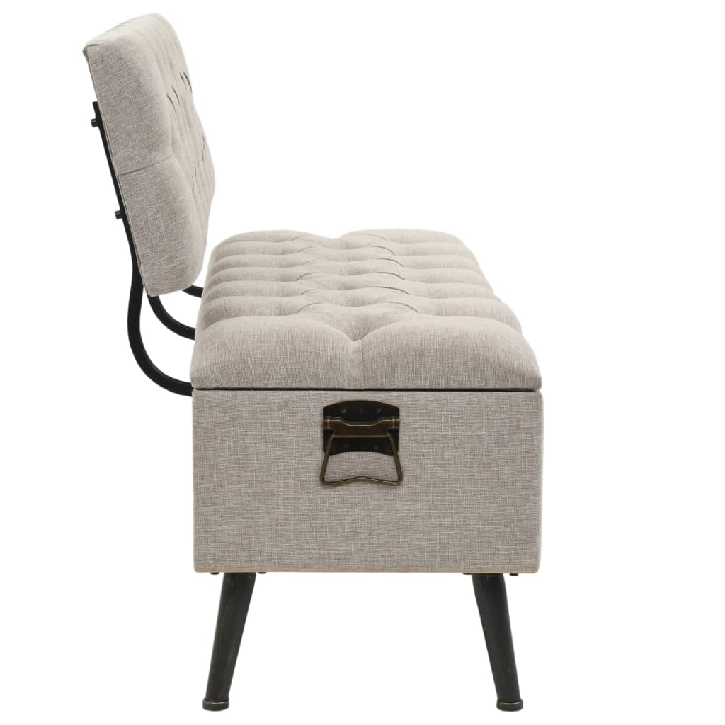 Sitzbank, Sitzbank mit Stauraum, und Rückenlehne,  Bank zum Sitzen, 110 x 52 x 75 cm, Creme Stoff, vidaXL, 4