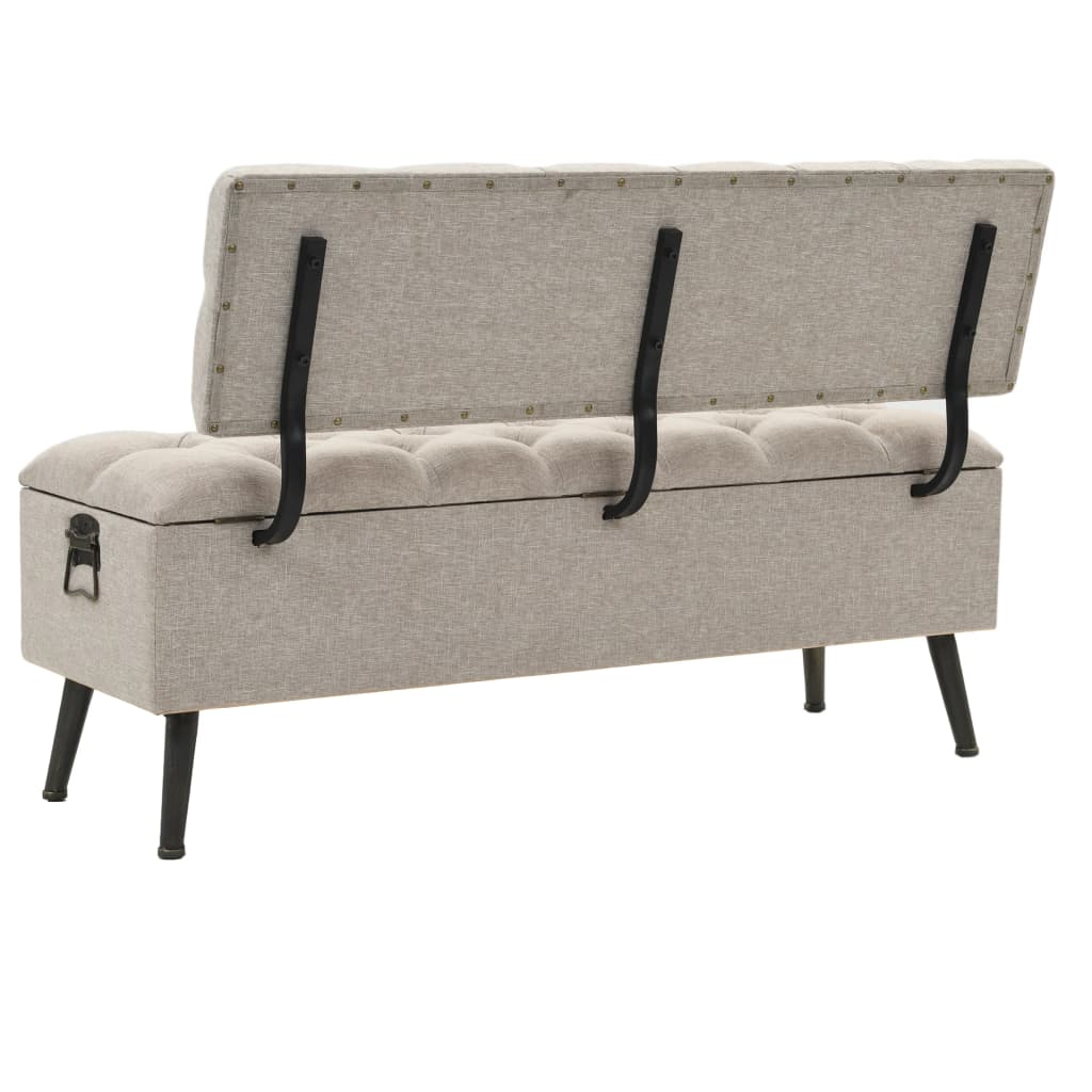 Sitzbank, Sitzbank mit Stauraum, und Rückenlehne,  Bank zum Sitzen, 110 x 52 x 75 cm, Creme Stoff, vidaXL, 8
