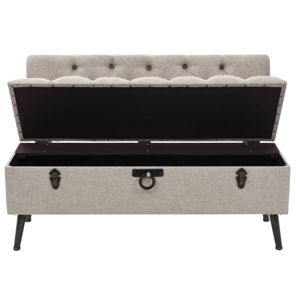Sitzbank, Sitzbank mit Stauraum, und Rückenlehne,  Bank zum Sitzen, 110 x 52 x 75 cm, Creme Stoff, vidaXL, 5
