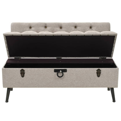 Sitzbank, Sitzbank mit Stauraum, und Rückenlehne,  Bank zum Sitzen, 110 x 52 x 75 cm, Creme Stoff, vidaXL, 5