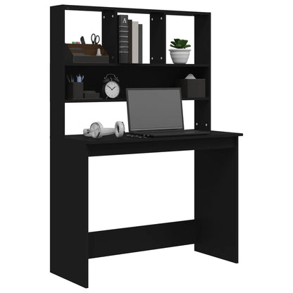vidaXL - Schreibtisch, Schreibtisch klein, Schreibtisch mit Regal, Schwarz, 102x45x148 cm, Holzwerkstoff