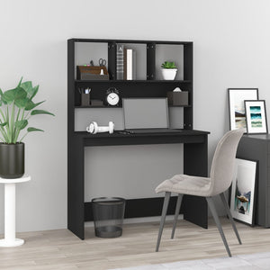 vidaXL - Schreibtisch, Schreibtisch klein, Schreibtisch mit Regal, Schwarz, 102x45x148 cm, Holzwerkstoff