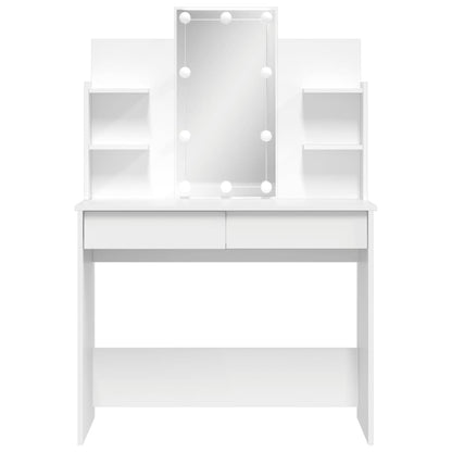 vidaXL Schminktisch mit LED-Leuchten Weiß 96x40x142 cm