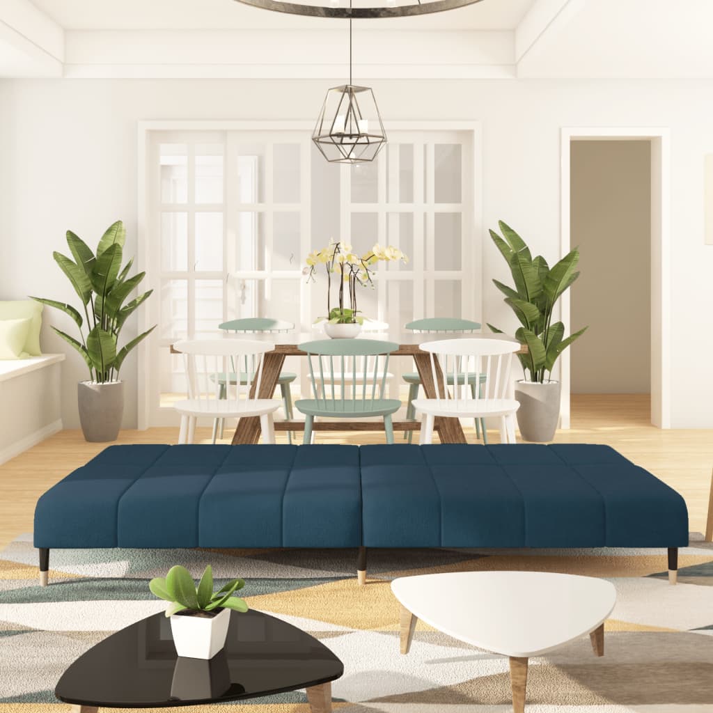 vidaXL Schlafsofa 2-Sitzer Blau Samt