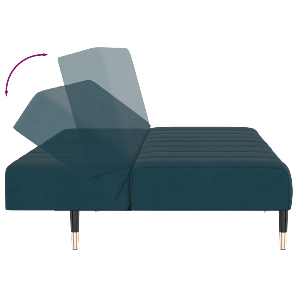 vidaXL Schlafsofa 2-Sitzer Blau Samt