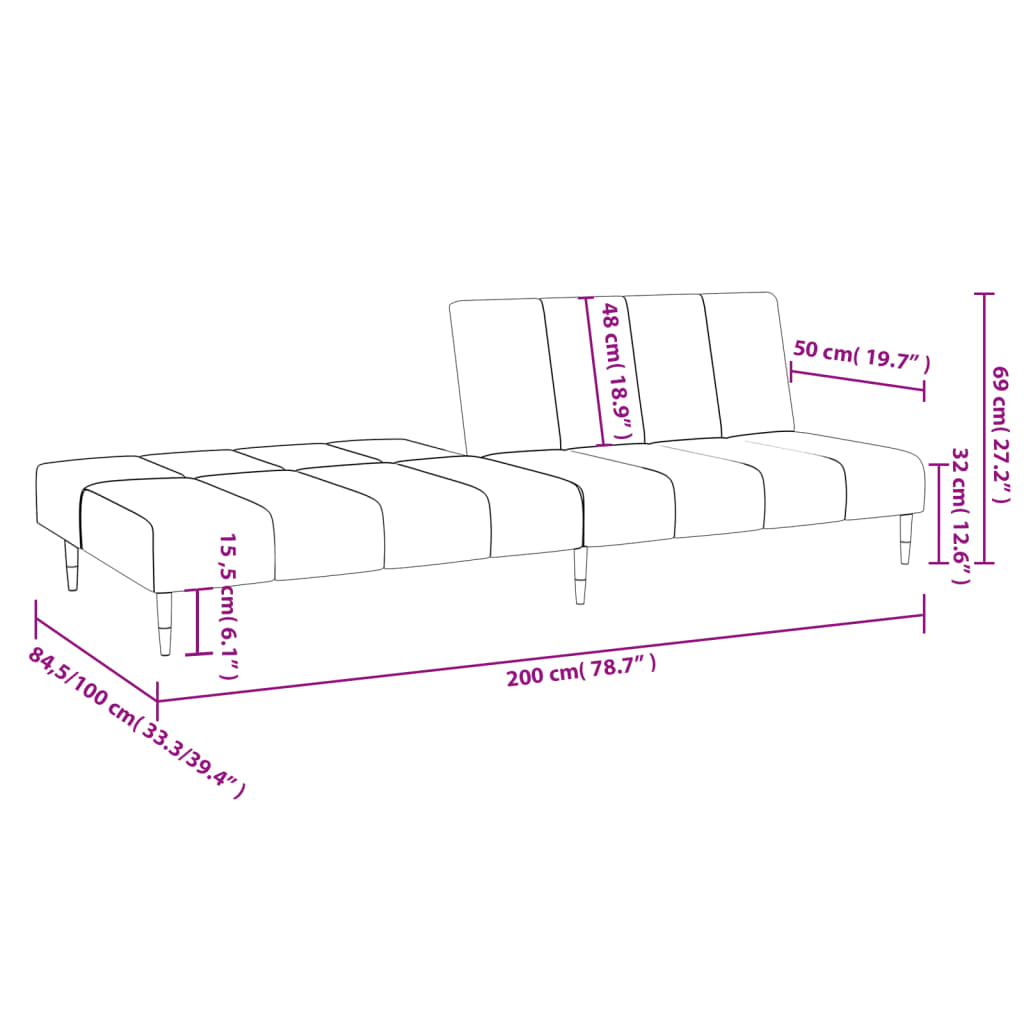 vidaXL Schlafsofa 2-Sitzer Blau Samt