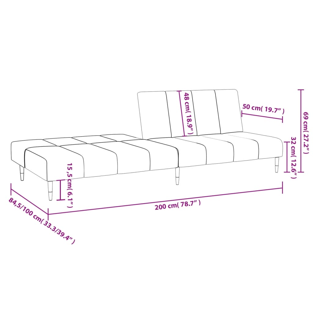 vidaXL Schlafsofa 2-Sitzer Dunkelgrün Samt