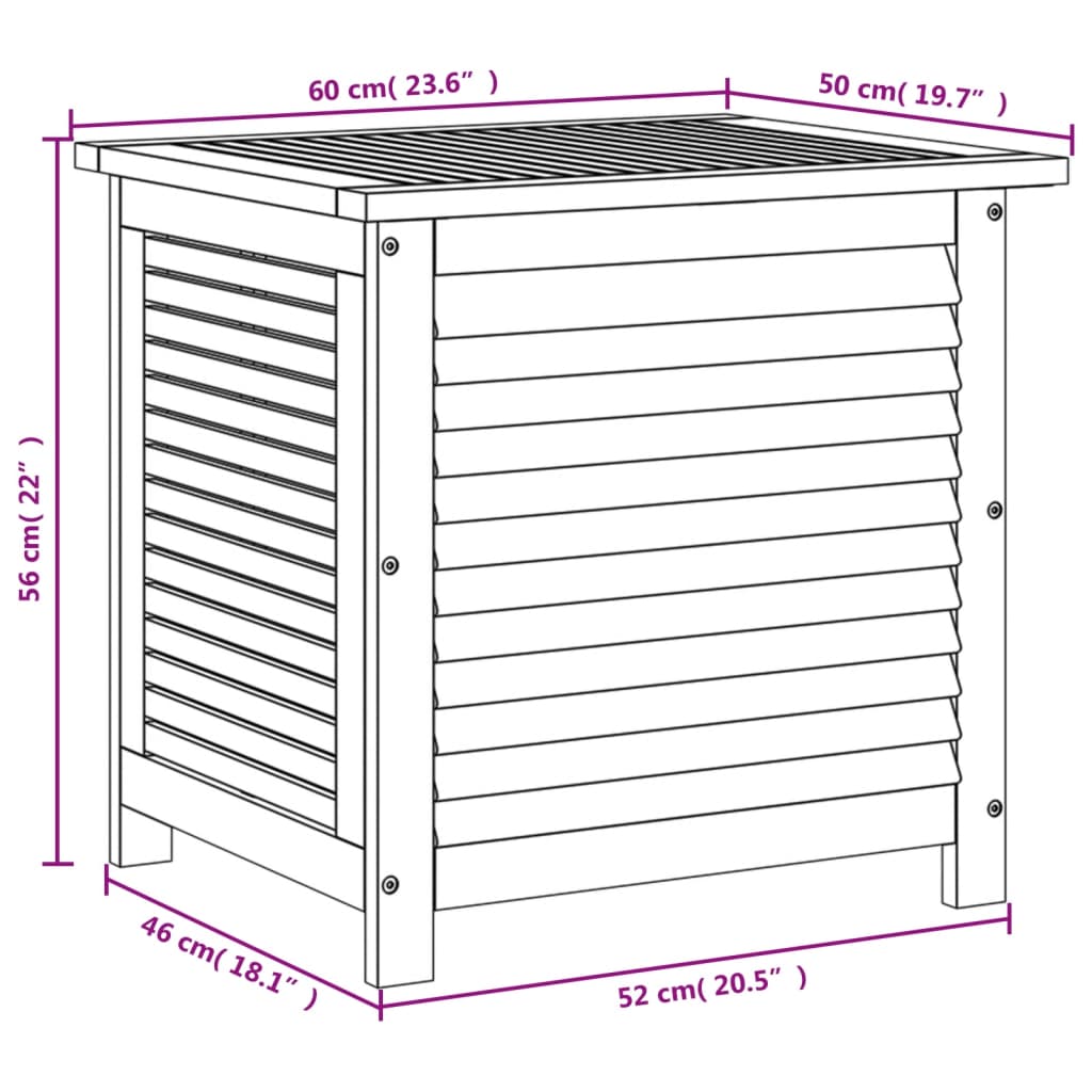 vidaXL Gartenbox mit Lüftungsschlitzen 60x50x56 cm Massivholz Akazie