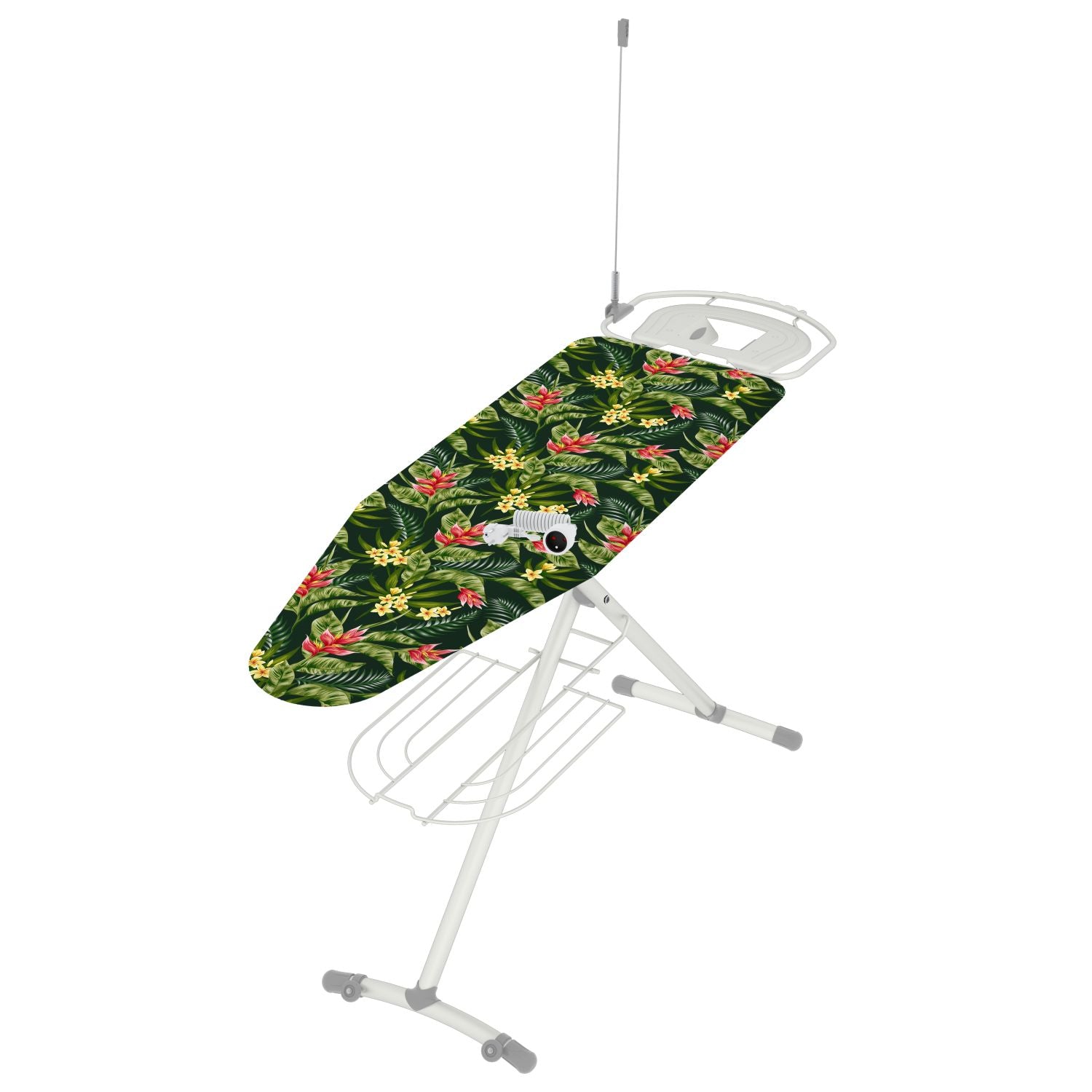 Bügelbrett, Bügeltisch, 130x44cm mit Rollen, Bügelbrett mit steckdose, Bügelbrett für dampfbügelstation, Bügelbrettbezug 100% Baumwolle, Colombo GIOVE, 1