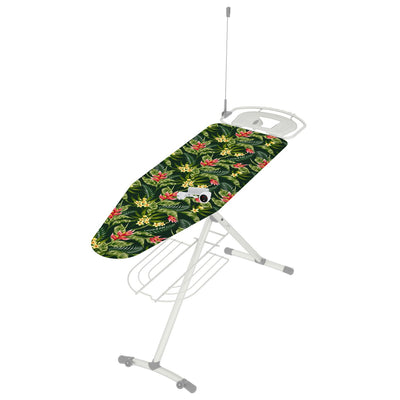 Bügelbrett, Bügeltisch, 130x44cm mit Rollen, Bügelbrett mit steckdose, Bügelbrett für dampfbügelstation, Bügelbrettbezug 100% Baumwolle, Colombo GIOVE, 1
