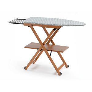 Bügeltisch, Bügelbrett, Holz, Klappbar, auf Rädern, Bügeleisenhalter, STIROCOMODO