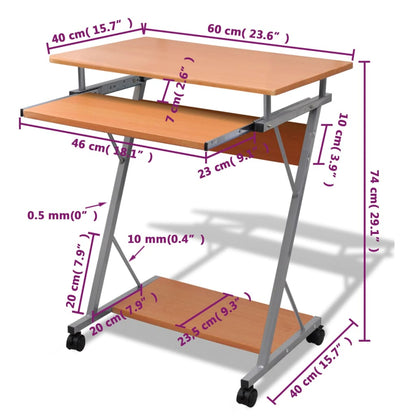 Bürotisch, Laptoptisch, Laptoptisch Höhenverstellbar, Stehpult, Laptoptisch mit Rollen, braun, vidaXL, 5