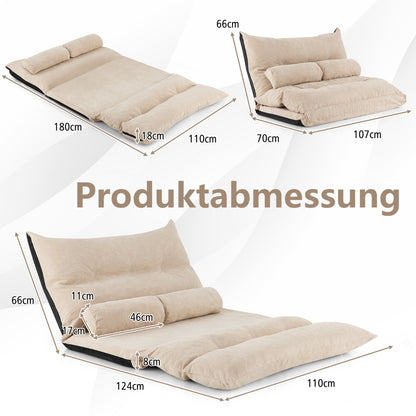 Bodensofa, Boden sofa, Bodencouch, Bodensofa mit Schlaffunktion, bodensofa klappbar, Verstellbarer Rückenlehne, Costway, 3