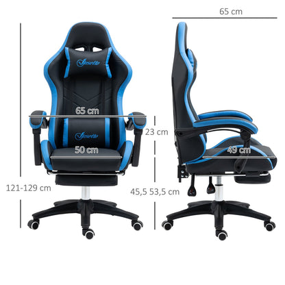 Bürostuhl, Ergonomischer Bürostuhl, Drehstuhl, Gamingstuhl, mit Lendenkissen, Kopfstütze, Blau, Vinsetto, 2