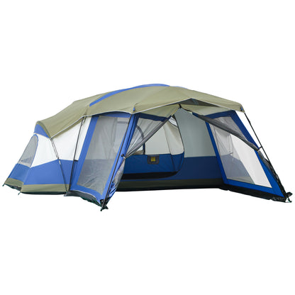 Camping Zelt, für 6-8 Personen, Stabile Zelt, Familienzelt mit Vorraum, 2 Fenster, Kuppelzelt, PU 3000mm, Outsunny, 1
