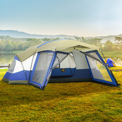 Camping Zelt, für 6-8 Personen, Stabile Zelt, Familienzelt mit Vorraum, 2 Fenster, Kuppelzelt, PU 3000mm, Outsunny, 2