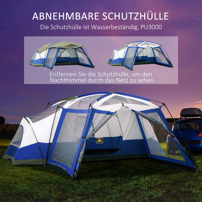 Camping Zelt, für 6-8 Personen, Stabile Zelt, Familienzelt mit Vorraum, 2 Fenster, Kuppelzelt, PU 3000mm, Outsunny, 4