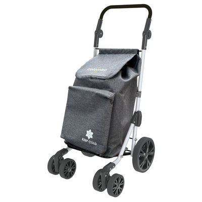 Einkaufstrolley, Einkaufswagen, aus Aluminium, 6-Rad-Systems, große Kapazität, 60-Liter, Grey, Colombo TROLL, 2