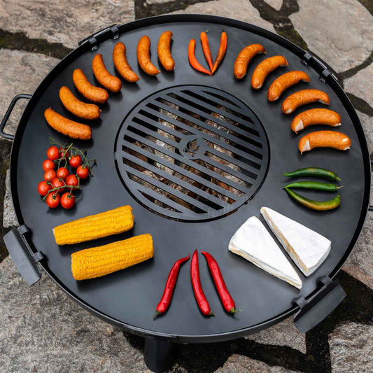 Grillplatte für Feuerschale mit Grillrost und 4 Griffen - Dia. 82cm, Cook King, Hergestellt in Europa, 1