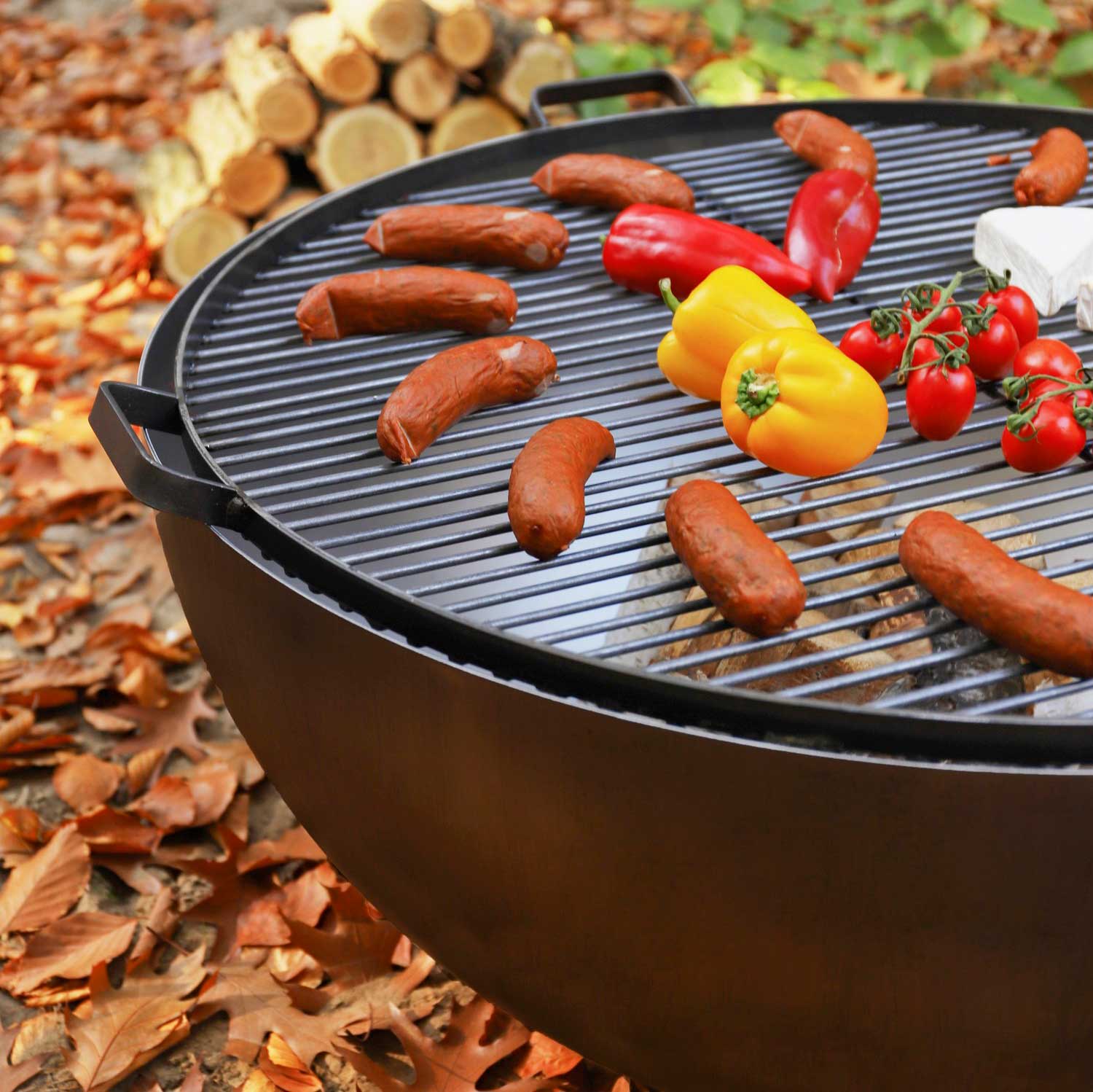 Grillrost mit 4 Griffen aus Rohstahl für Feuerschale - Dia. 70cm, Cook King, 4