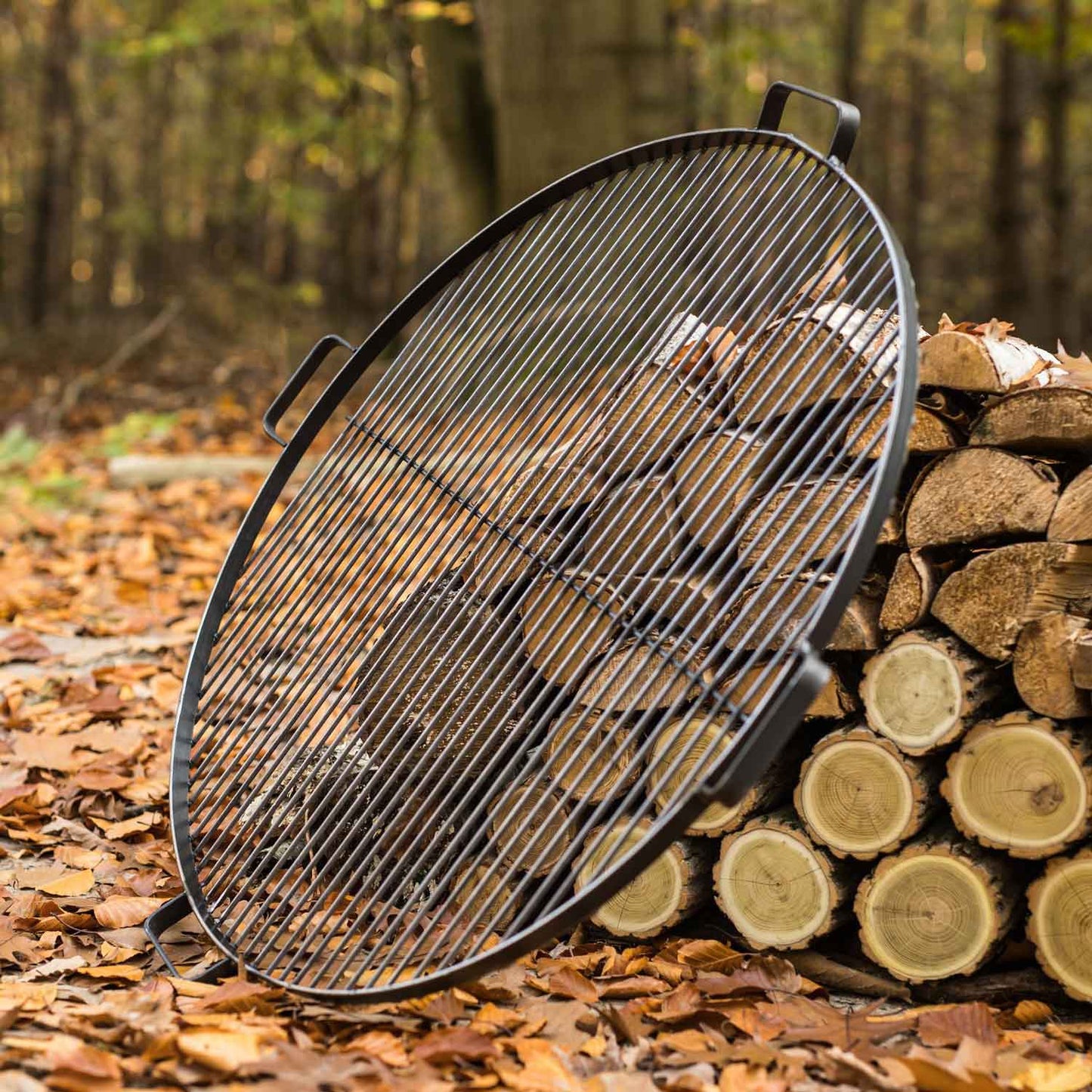 Grillrost mit 4 Griffen aus Rohstahl für Feuerschale - Dia. 70cm, Cook King, 6