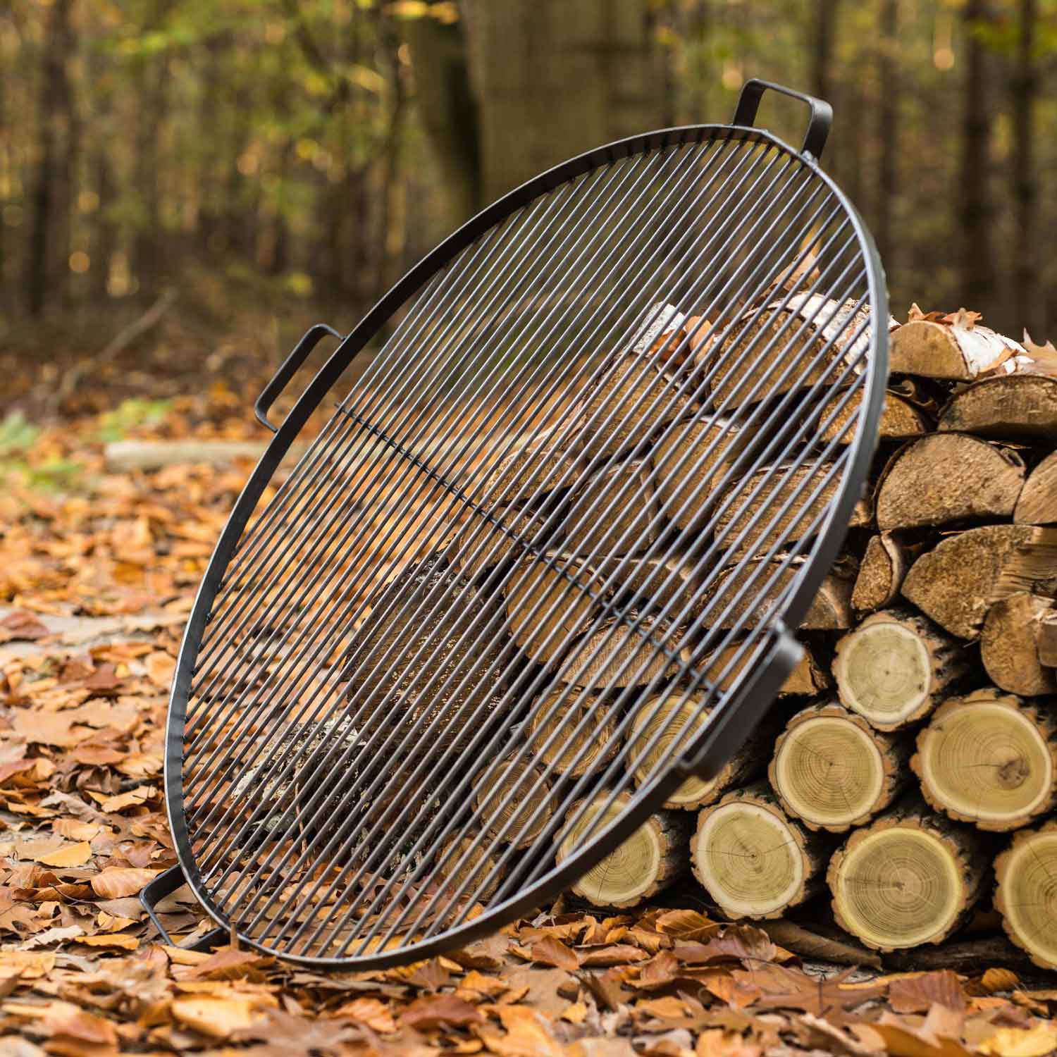 Grillrost mit 4 Griffen aus Rohstahl für Feuerschale - Dia. 70cm, Cook King, 6