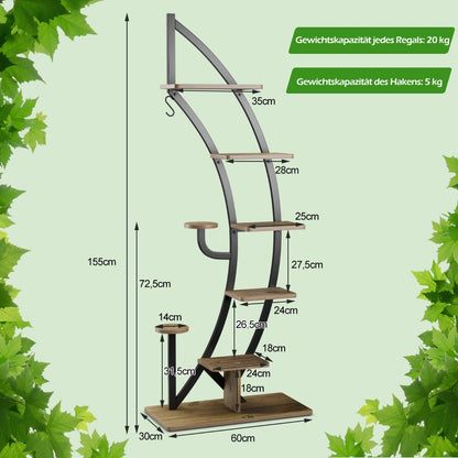 Pflanzenregal, Blumenständer, Blumentreppe, 7-Stufiger Hoher Metall-Pflanzenständer Leiter-Pflanzenregal, Costway, 3