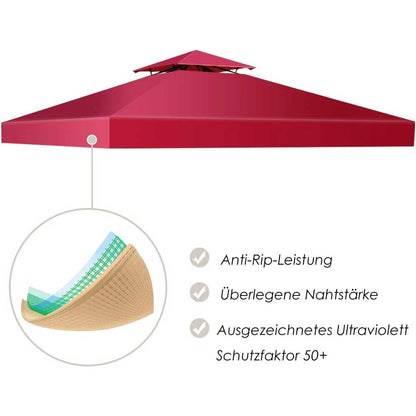 Gartenpavillon 3x3 m, Gartenpavillon metall, Ersatz-Oberabdeckung, Terrassenüberdachung für Doppelstöckigen Pavillon, 1