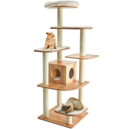 Kratzbaum für große katzen, Kratzbaum XXL, 175cm, Katzenbaum 6-stufiger Katzenkratzbaum Holz mit Höhle und 5 Matten, Castway, 5